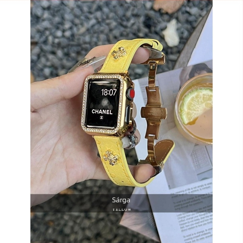 Struccbőr pillangócsattal készült óraszíj az Apple Watchhoz – iWatch 11, 10. generáció, S9876543SE