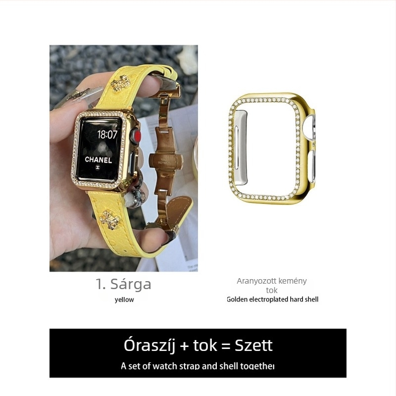 Struccbőr pillangócsattal készült óraszíj az Apple Watchhoz – iWatch 11, 10. generáció, S9876543SE