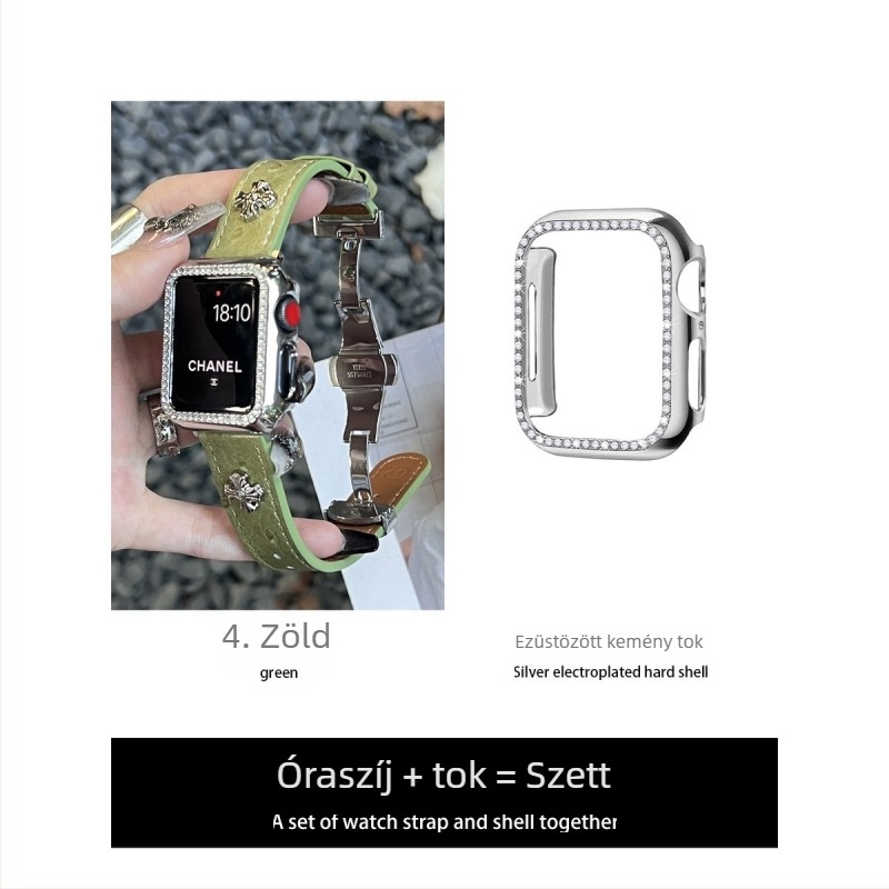 Struccbőr pillangócsattal készült óraszíj az Apple Watchhoz – iWatch 11, 10. generáció, S9876543SE