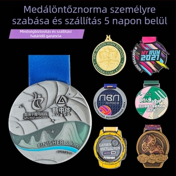 Eseményekhez készített fém érme, cinkötvözet, aranyozott bevonat, testre szabható logónyomtatás, tömeg 60 g