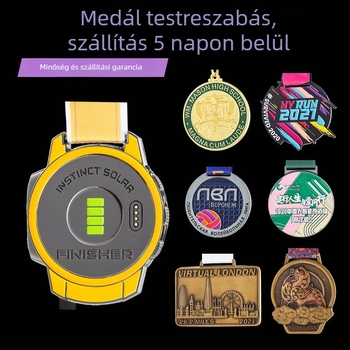 Eseményekhez készített fém érme, cinkötvözet, aranyozott bevonat, testre szabható logónyomtatás, tömeg 60 g