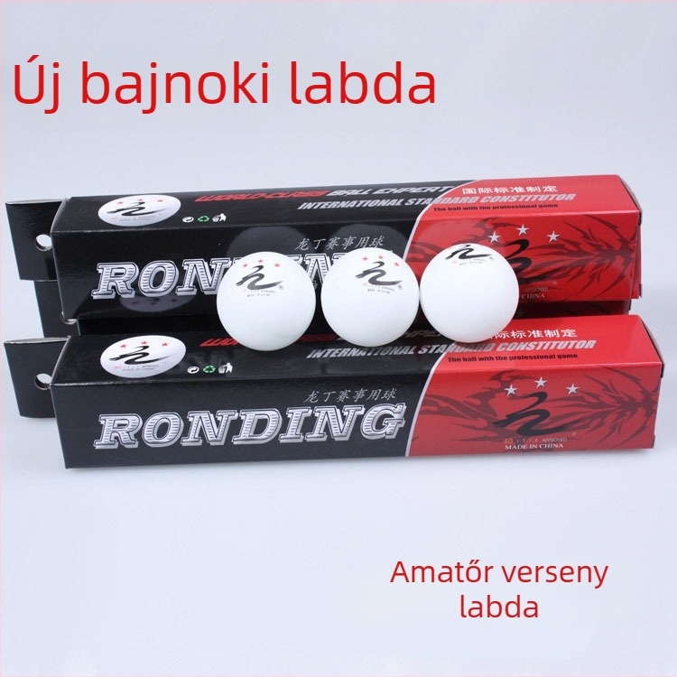 Asztalitenisz-labdák, celluloid anyagból, 6 darabos dobozban, edzésre és versenyre, logó nélküli