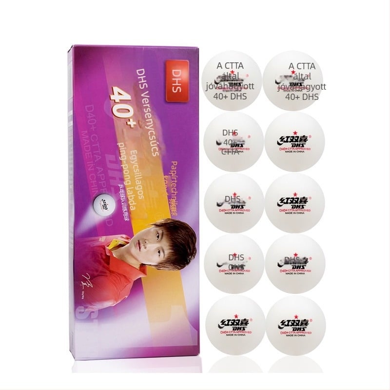 asztalitenisz edzőlabda, Red Double Happiness, PVC anyag, logó nélkül, 10 darabos készlet