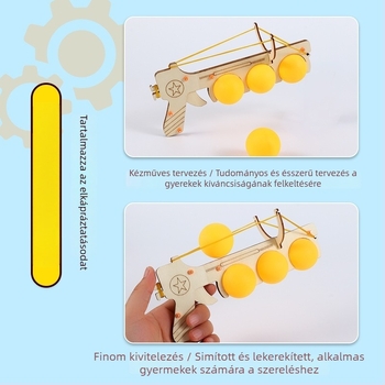 Asztalitenisz kilövő – DIY tudományos játék, faanyagú, kézzel összeszerelhető fizika modell gyerekeknek
