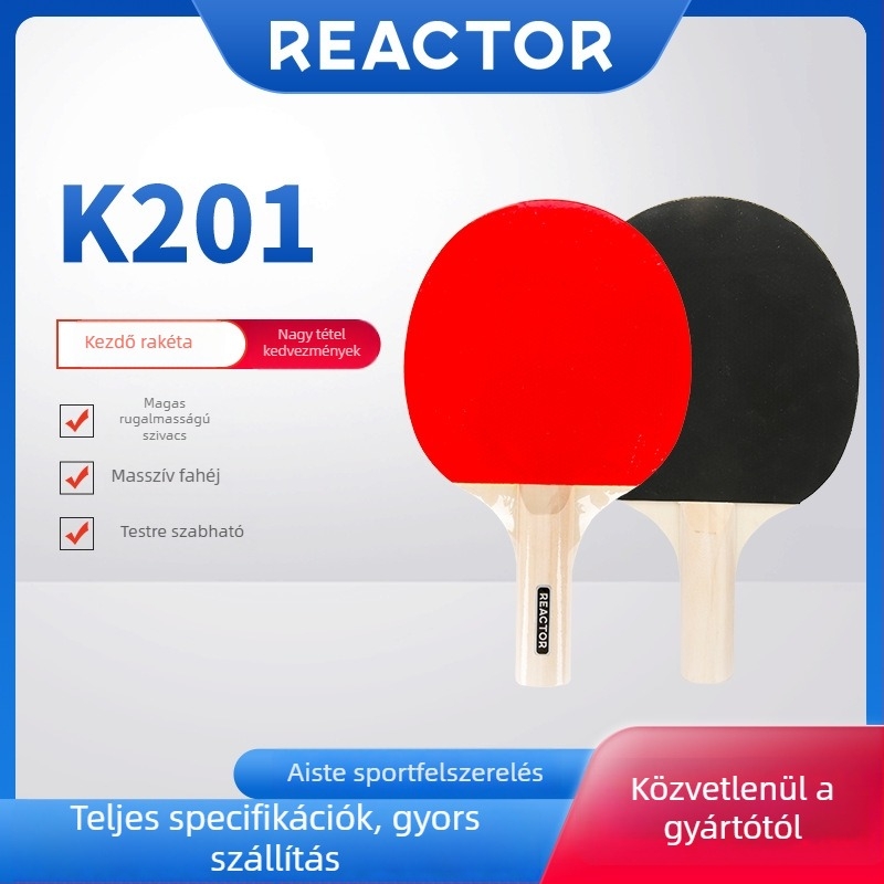 Astor K201 kezdő asztaliteniszütő, 5 rétegű nyárfa alaplemez, revers ragasztó gumi, vízszintes ütés, egycsomagos