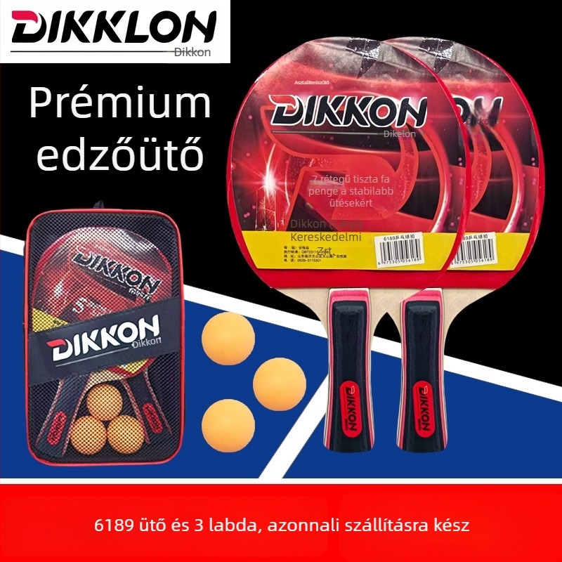Dikaron 8169 Kezdő asztaliteniszütő – horizontális ütő, nyárfa penge, készlet két ütővel és három labdával