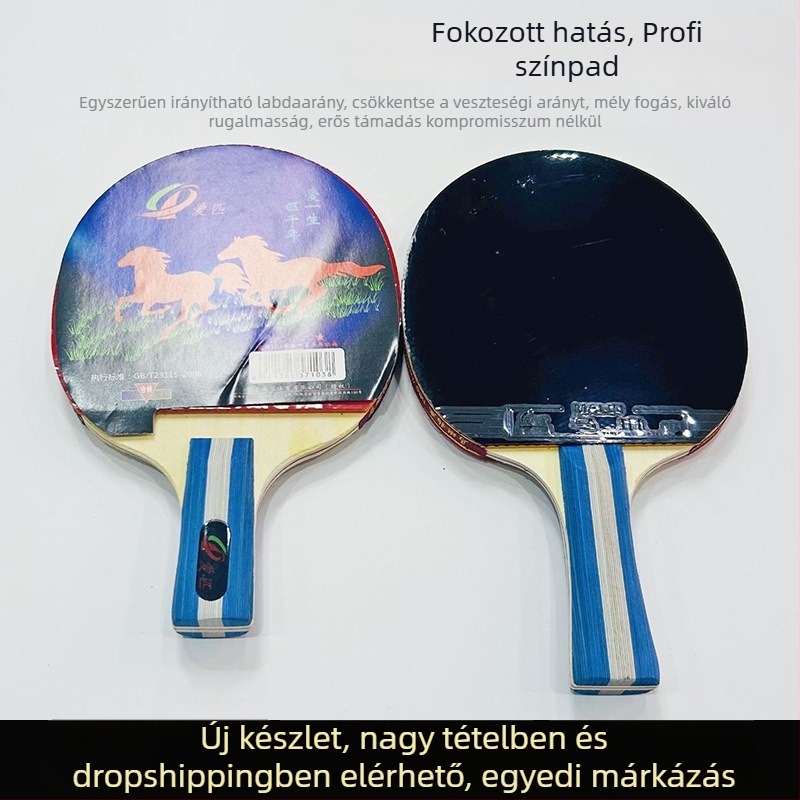 Kezdőknek szánt asztalitenisz ütő készlet ragasztó gumával, egyenes markolattal, modell: Aidu 1-2 csillag, edzésre és versenyre