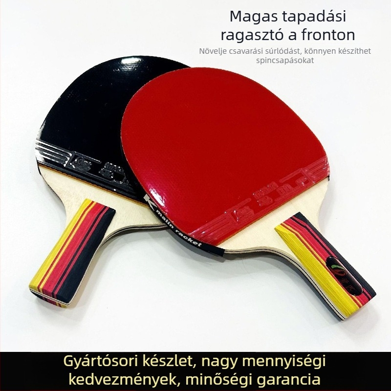 Kezdőknek szánt asztalitenisz ütő készlet ragasztó gumával, egyenes markolattal, modell: Aidu 1-2 csillag, edzésre és versenyre