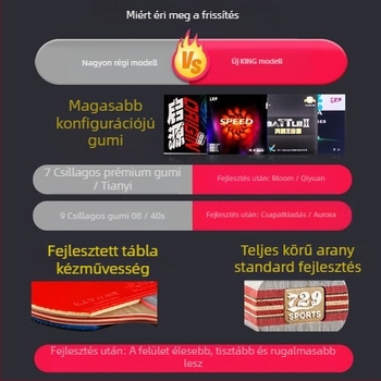 729 Friendship asztalitenisz ütő – karbon penge, gumi reverse glue, vízszintes markolat, egyenes penge