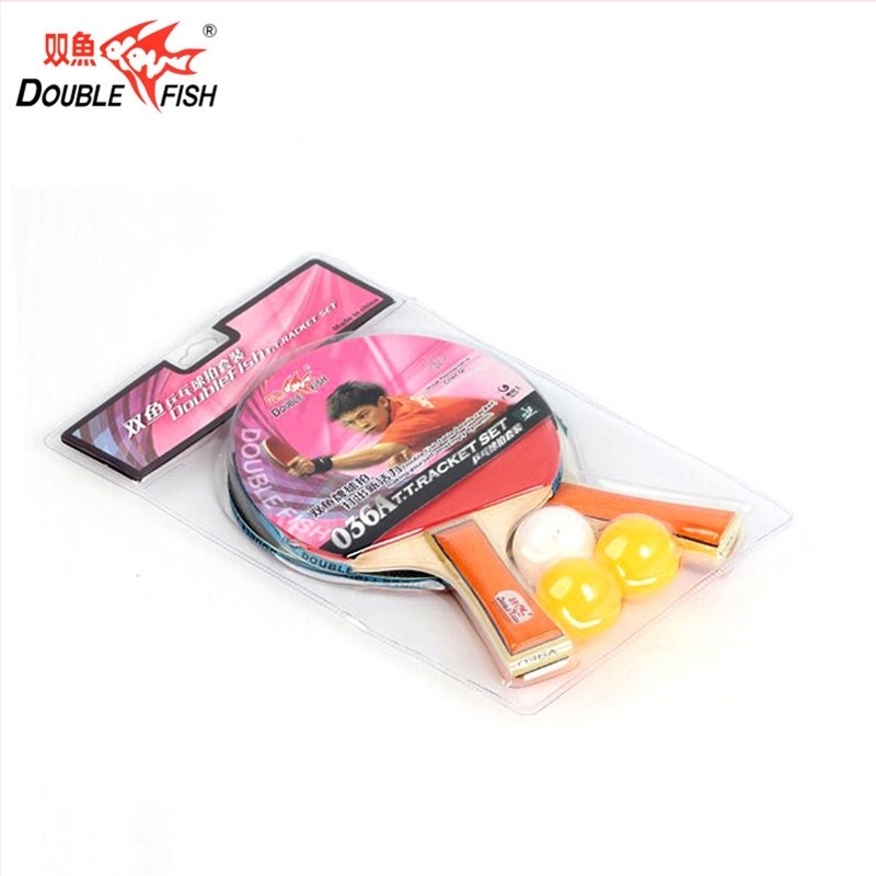 Asztalitenisz ütő készlet, Pisces Double Fish, 2 db, nyárfa alaplemez, gumi reverse glue, egyenes ütés