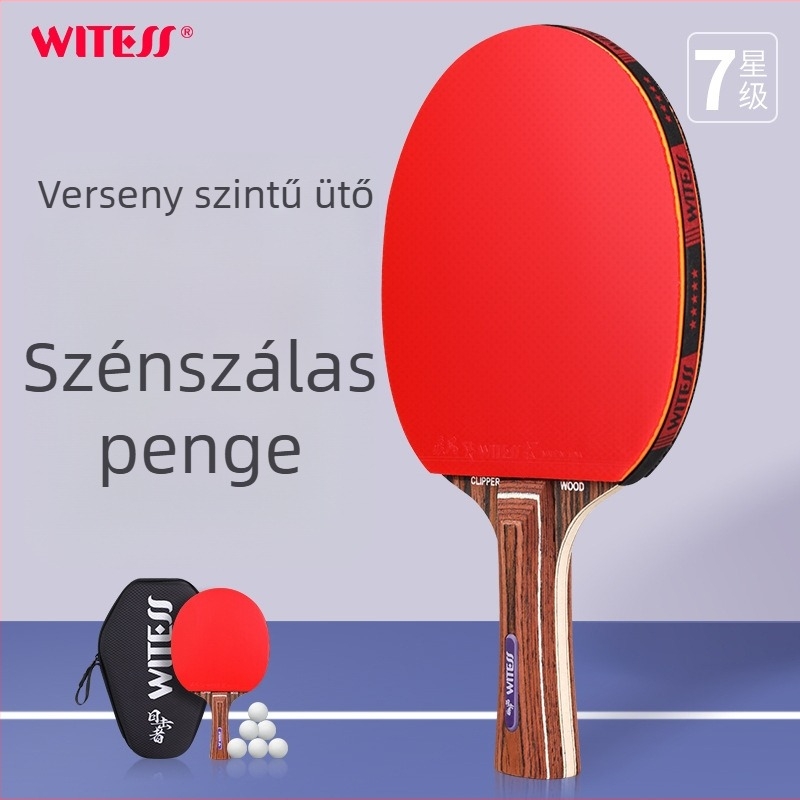 Witess asztalitenisz ütő Ebony alaplappal, ragasztó gumával, közvetlen ütés, nemzeti szabvány