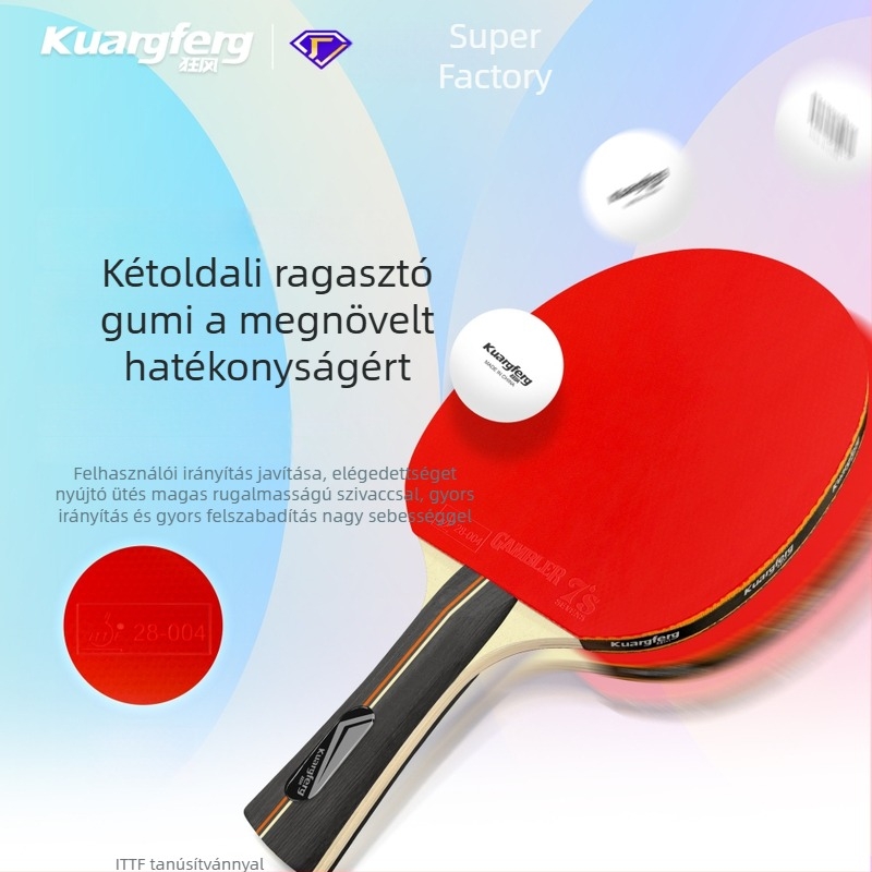 Asztalitenisz ütő – tiszta faanyag, kezdő szintű edzés, készlet 2 ütő és 4 labda