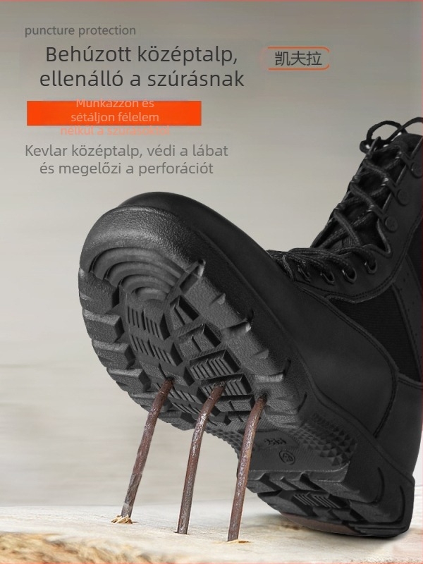 Uniszex taktikai harci bakancsok felnőtteknek – vízálló, kopásálló, Átszúrás elleni, magas szárú, túrázásra, kerékpározásra és harcművészetekhez