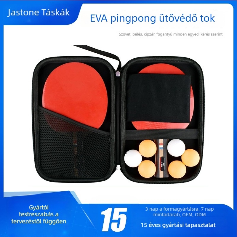 Asztalitenisz ütő táska, négyzet alakú, nagy kapacitású, kétszintes EVA kemény tok, multifunkcionális professzionális sporttáska, Gaston Bags márka, alkalmas asztaliteniszhez, badmintonhoz és tenishez, logó nyomtatásának lehetősége