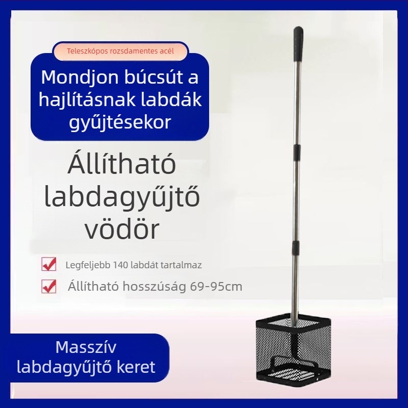 Asztali teniszlabda gyűjtő — hordozható teleszkópos háló, edzőpályán használható, holttér-mentes fedettség, labdagyűjtő kosár