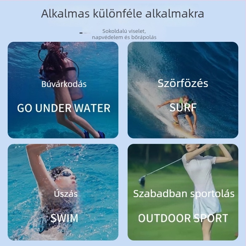 Női búvárruha, búvár zokni, UV-védő harisnya és bikini alsó a nyári úszáshoz és a szörfözéshez