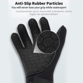 3 mm-es búvárkesztyű úszáshoz, szörfözéshez és snorkelinghez; csúszásmentes fogás, nedves és hideg vízhez ideális