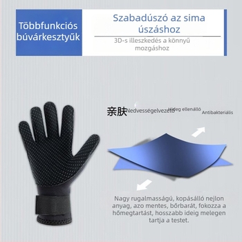 3mm-es neoprén búvárkesztyűk merüléshez és snorkelzéshez – csúszásmentes, karcolásálló, kopásálló, meleg és hidegálló