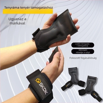Tenyervédő kesztyű csuklótámasz-szolgáltatással – csúszásmentes fogás, PVC anyag, fémcsat, ideális húzáshoz, felhúzáshoz és súlyzózásra