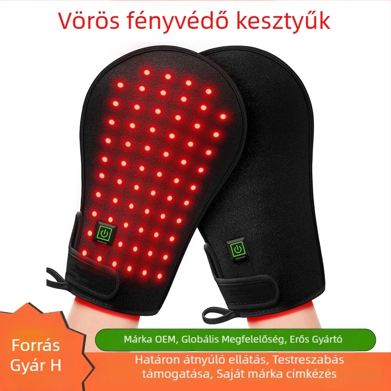 Kézre tervezett vörös fény terápiás eszköz 660 nm vörös fény és 850 nm közeli infravörös, 12V, 5W, kézre és csuklókra