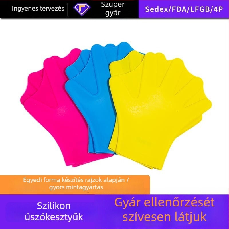Szilikonból készült uniszex úszó kézifény kesztyűk, vágásvédő funkcióval, logó testreszabható