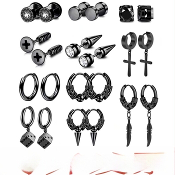 Fülbevalók – Kereszt alakú geometrikus karikák, rozsdamentes acél, elektroplakolás, uniszex (Márka: Yousheng Jewelry)