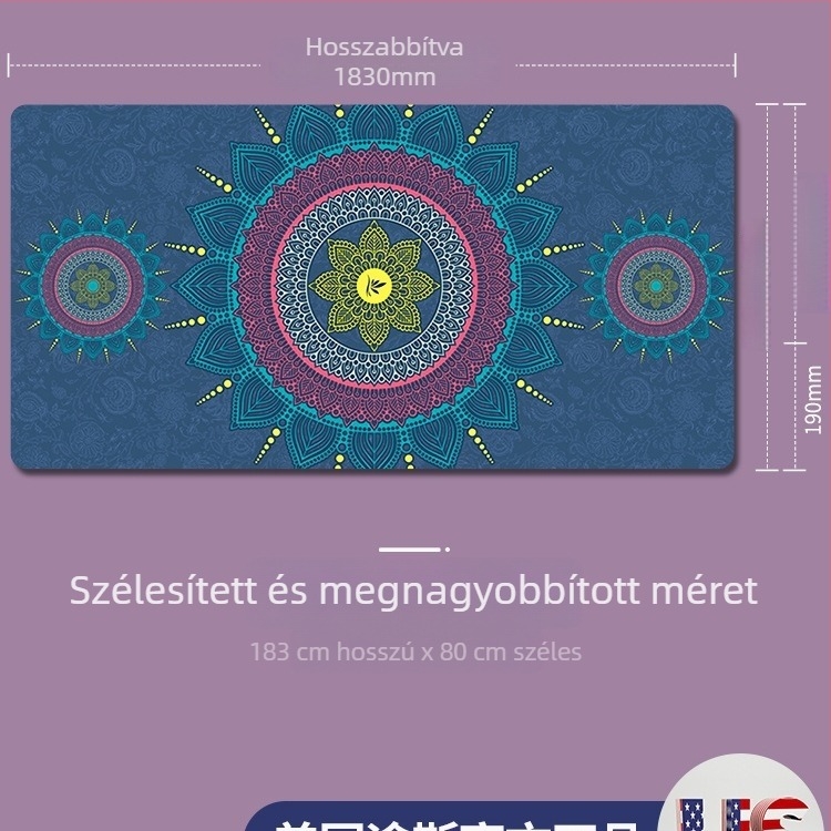 Jógaszőnyeg selyemvirág anyagból, geometrikus mintázat, 6-12 mm vastagság