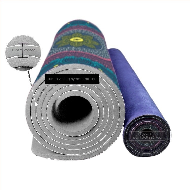 Jógaszőnyeg selyemvirág anyagból, geometrikus mintázat, 6-12 mm vastagság