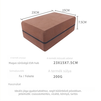 Jóga blokk EVA anyagból, tömeg 400 g, keménység 55°, feldolgozás és testreszabás, magánmárkák támogatása