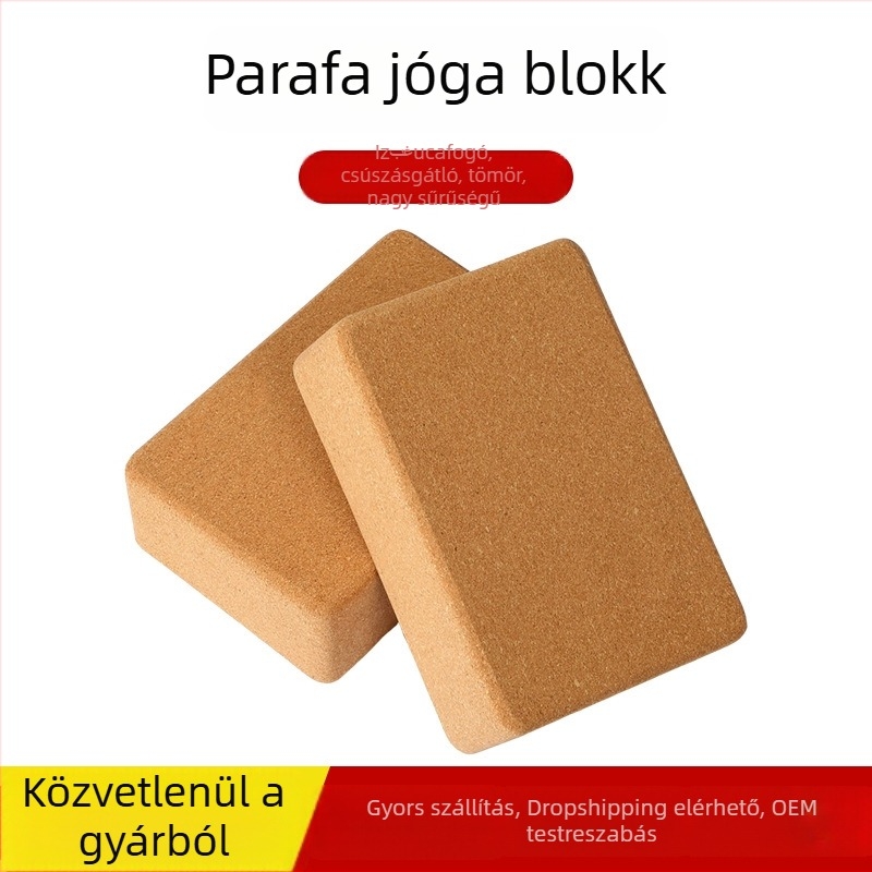 Korkból készült jóga blokk, magas sűrűségű, csúszásmentes felülettel, Iyengar jóga és edzés számára, személyre szabható