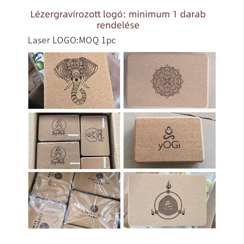 Korkból készült jóga blokk, magas sűrűségű, csúszásmentes felülettel, Iyengar jóga és edzés számára, személyre szabható