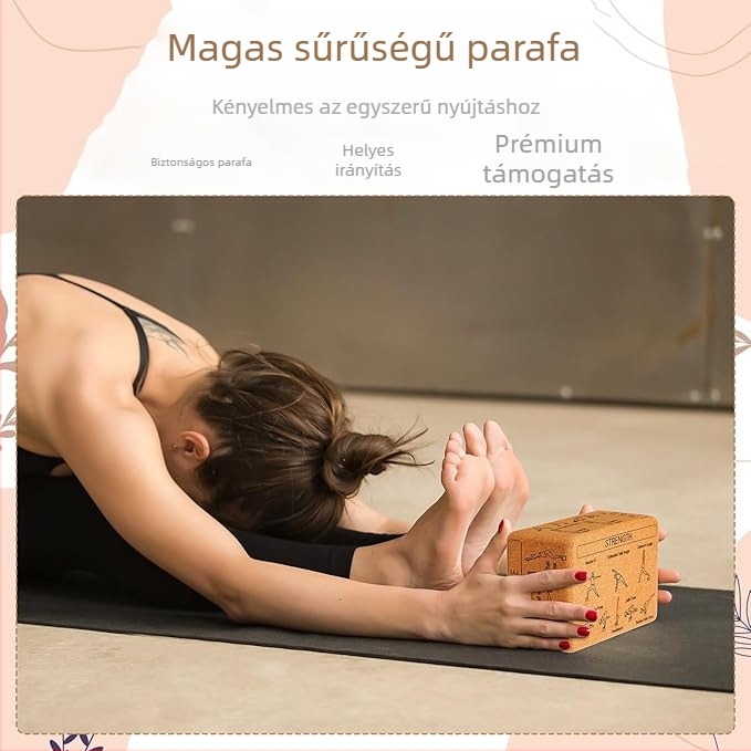 Sűrű parafa jóga blokk pozíciók útmutatással, kezdőknek, testreszabható logó