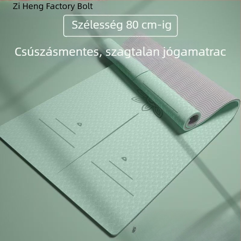TPE jóga matrac otthoni használatra kezdőknek, hosszabbított, szélesebb és vastagabb, csúszásmentes, ütéscsillapító és hangszigetelő, egyszínű, 185 cm x 66 cm, 8 mm
