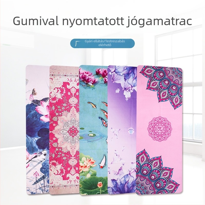 Velúr természetes gumi ultra vékony jóga matrac színes nyomtatású hőtranszfer mintával, jóga törölköző, izzadságfelszívó és csúszásmentes