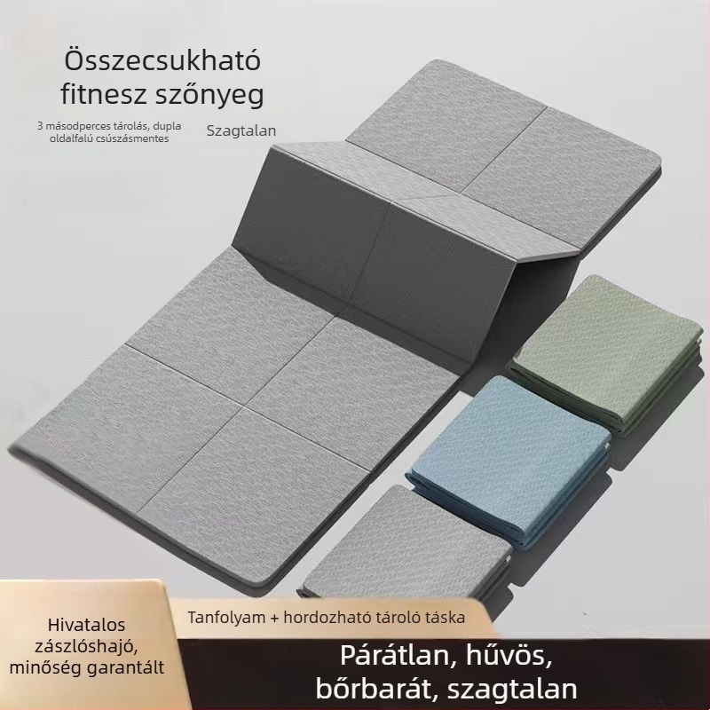 Összecsukható jóga matrac, TPE, 6 mm, 600 g, kockás mintázat, otthoni edzéshez