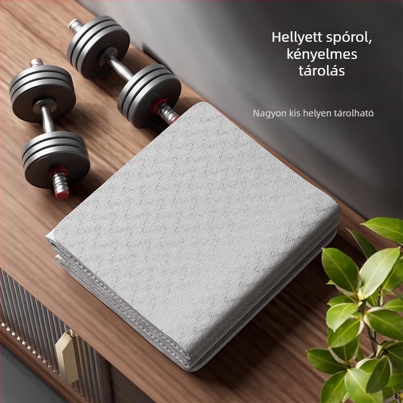 Összecsukható jóga matrac, TPE, 6 mm, 600 g, kockás mintázat, otthoni edzéshez