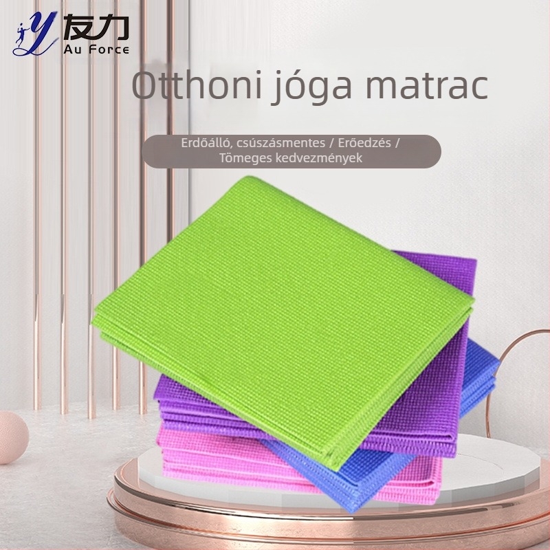 Összecsukható PVC jóga matrac, 4 mm vastagság, 900 g tömeg, csúszásmentes, ideális otthoni használatra és utazáshoz