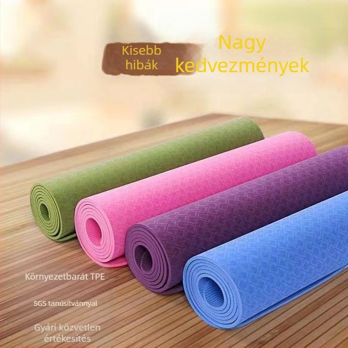 TPE jóga matrac, 6 mm vastagságú, széles és hosszú, 183×61 cm vagy 183×80 cm, kezdőknek, tánc-fitness és ugrókötél gyakorláshoz, logóval
