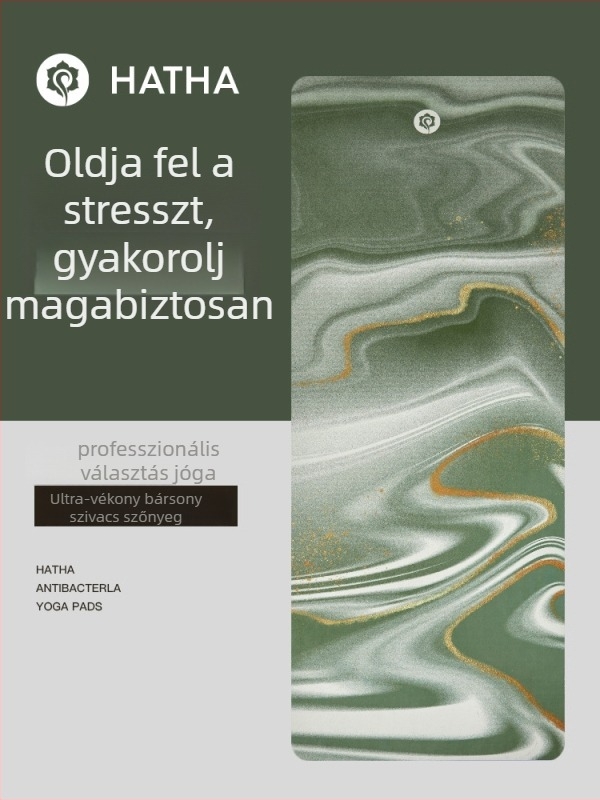 Hatha jóga matrac – természetes gumi velúr felülettel, összecsukható ultra vékony utazó matrac, csúszásmentes felület, súly 1,1 kg, vastagság 1,5 mm (Márka: Hah.)
