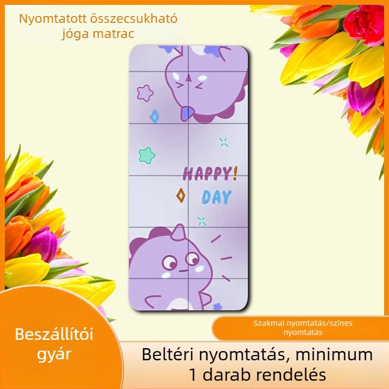 Jógamatrac UV nyomtatással, összecsukható, 6 mm vastagságú, csúszásmentes, rajzfilmszerű mintázat