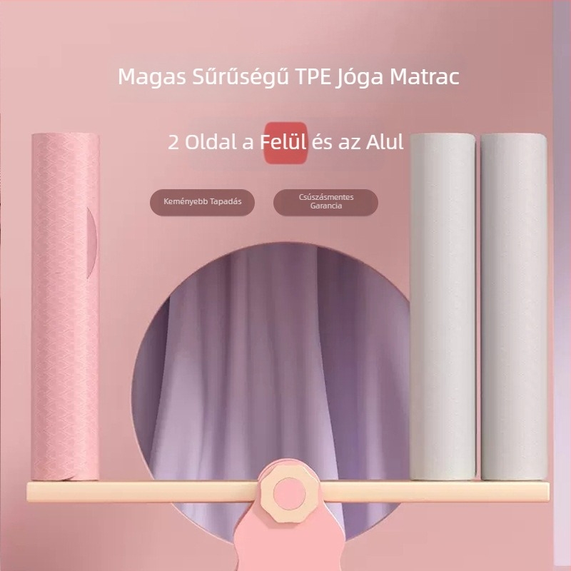 Női jóga matrac, csúszásmentes felület, összecsukható, TPE anyag, 0,8 cm vastagság