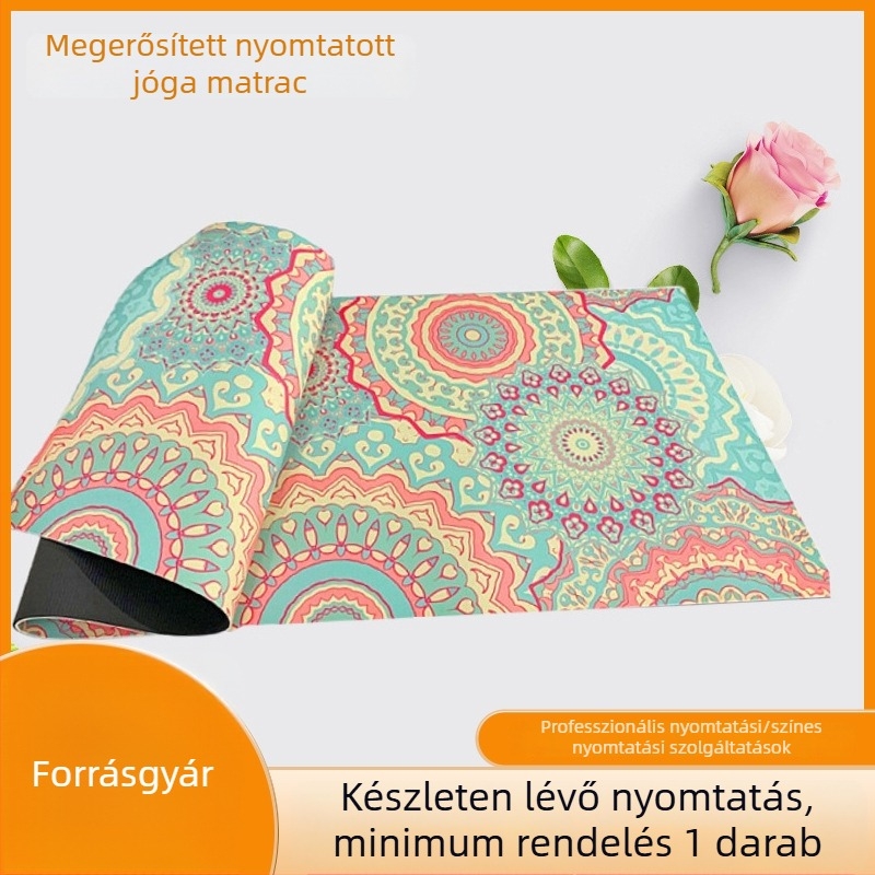 Utazó jóga matrac – TPE, 750 g, 6 mm vastagság, növény mintázat