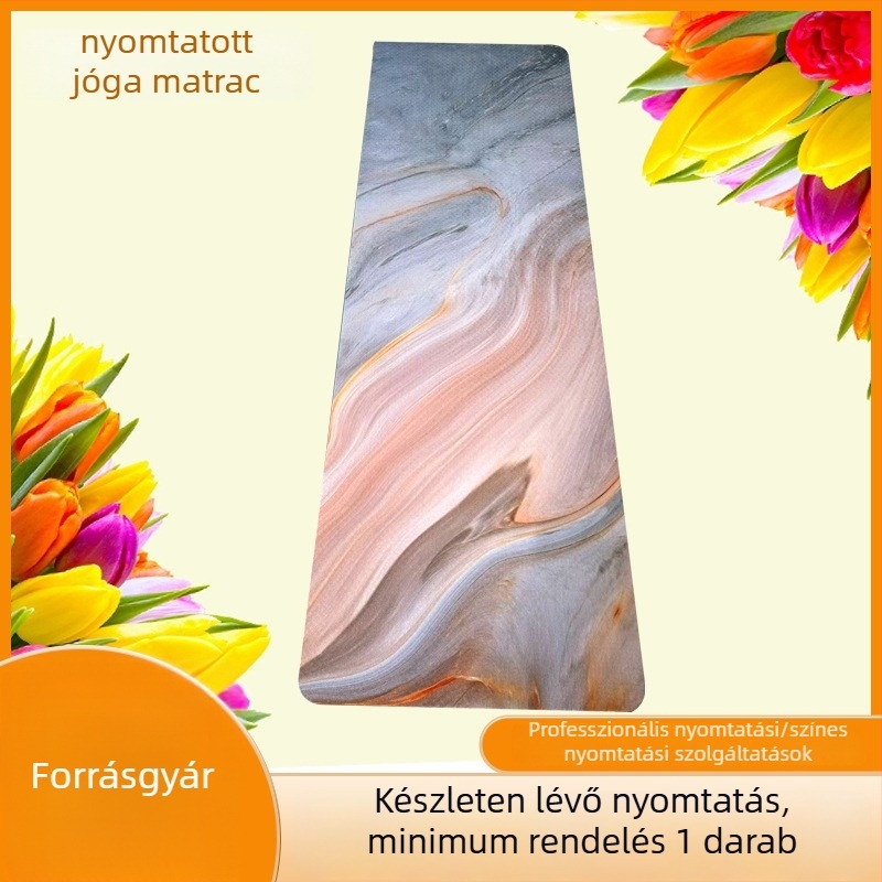 Utazó jóga matrac – TPE, 750 g, 6 mm vastagság, növény mintázat