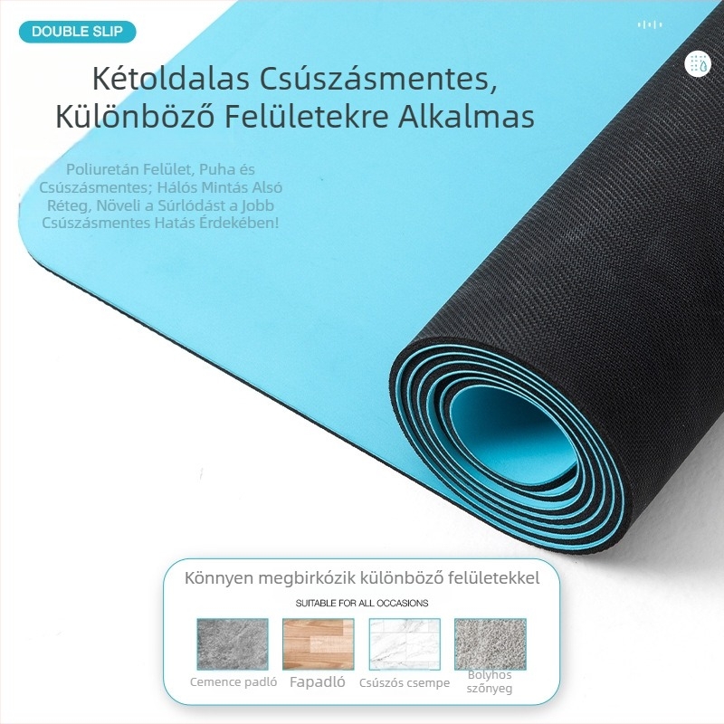 PU természetes kaucsukból készült jóga matrac csúszásmentes testhelyzet-vonallal, vastított otthoni használatra