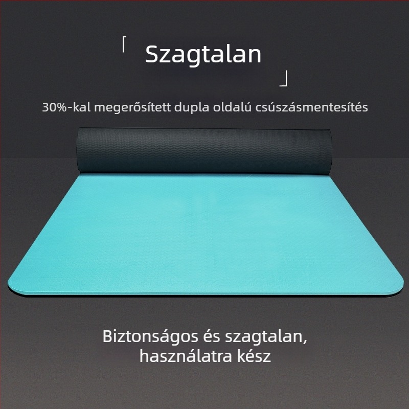 TPE jóga matrac — széles, vastag, kétoldalas csúszásmentes felülettel, vastagság 6/8/10 mm, tömeg 800 g