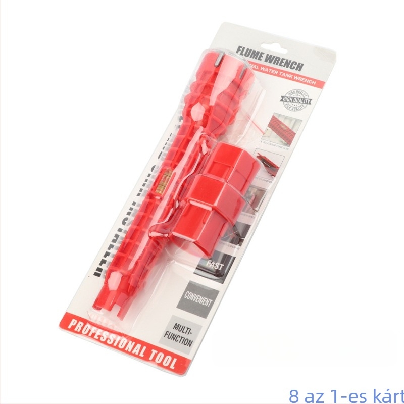 Fürdőszobai csőkulcs, műanyag + alumínium ötvözet, galvanizált felület, súly 280 g