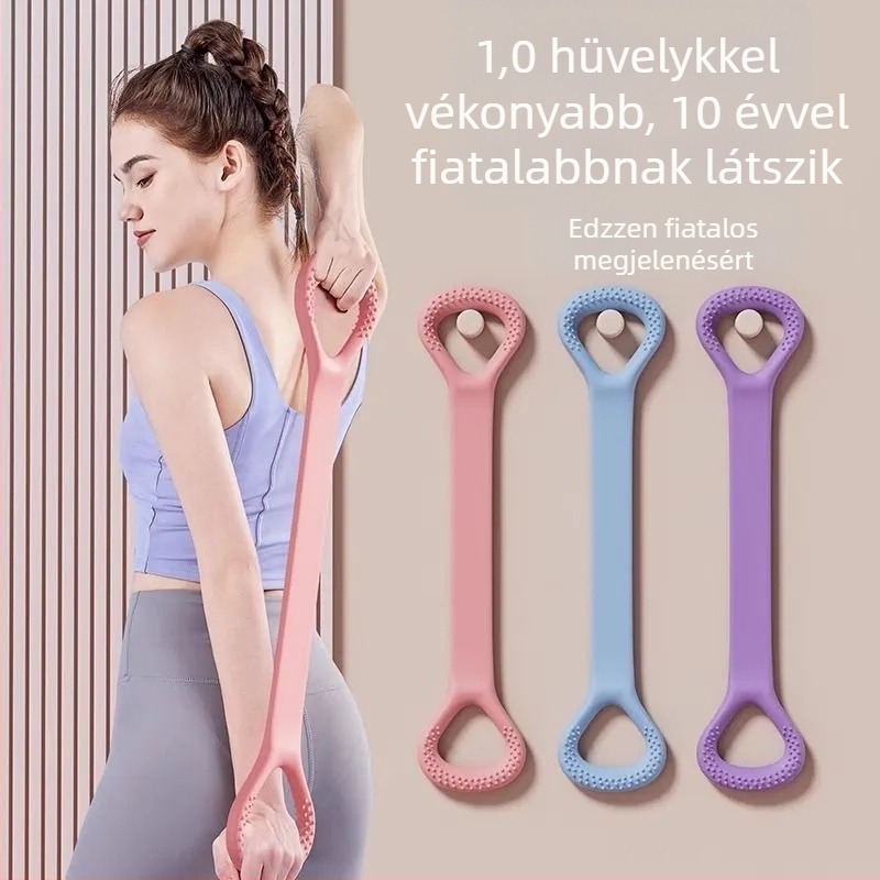 Figure-8 ellenálláslánc csúszásmentes fogantyúval hát nyújtásához és otthoni jóga közben; anyag: TPR; termékkód: Silicone horoscope