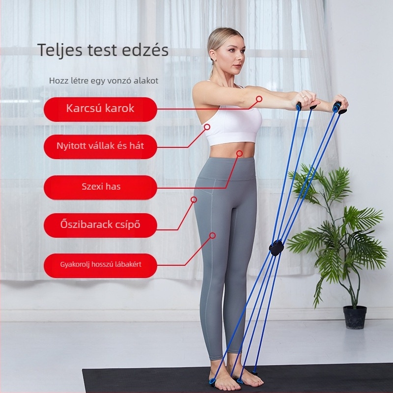 Otthoni fitnesz húzókészülék – modell 3002-2, anyag: TPR, gumiszalag húzó, nőknek