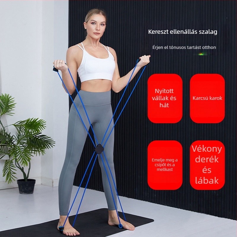 Otthoni fitnesz húzókészülék – modell 3002-2, anyag: TPR, gumiszalag húzó, nőknek