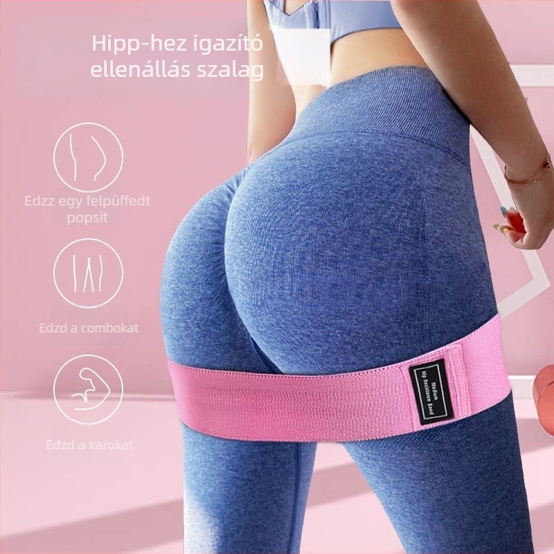 Ellenállás szalag jóga és guggolás számára, csúszásmentes, farizmok emeléséhez — anyag: poliészter-pamut-latex; márka Double Power